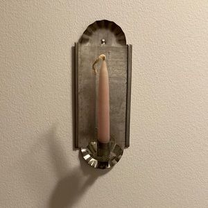 Galvanized primitive metal wall, Decor candleholder